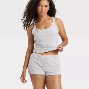 Women's Jersey Tank Top and Shorts Pajama Set - Wild Fable™ Gray Stripe S